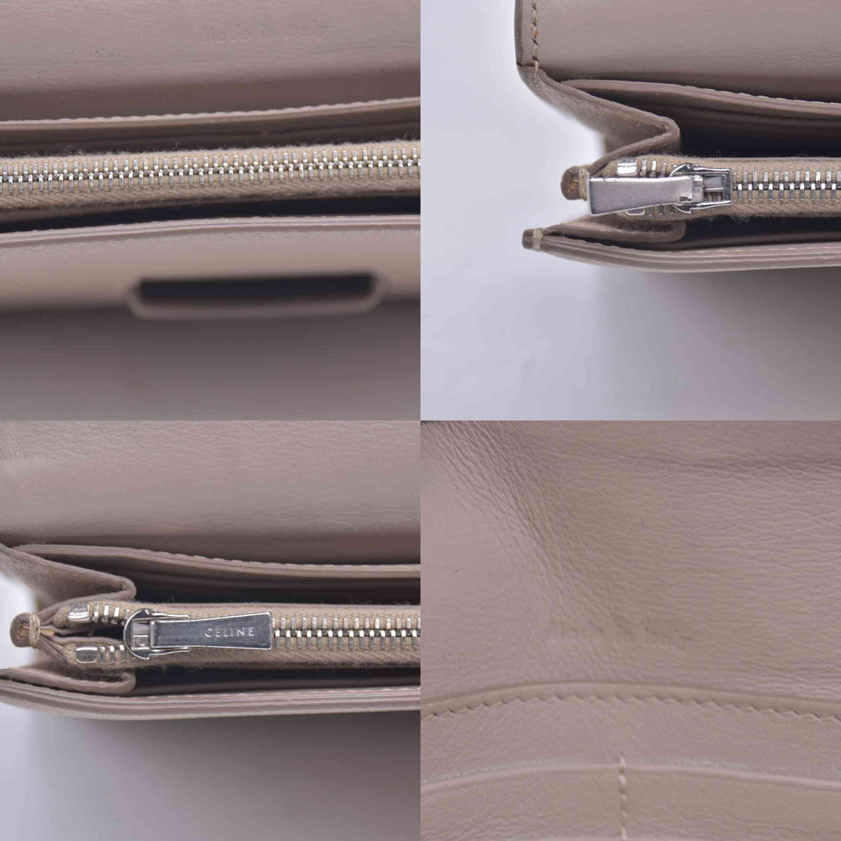 $830 Céline Grain Calfskin Flap Wallet Beige CONSIGNMENT 10020772