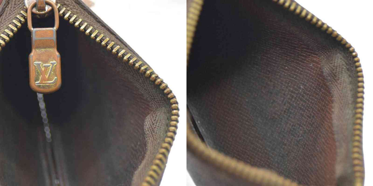 Louis Vuitton Monogram Pochette Cles Wallet Coin Purse Brown