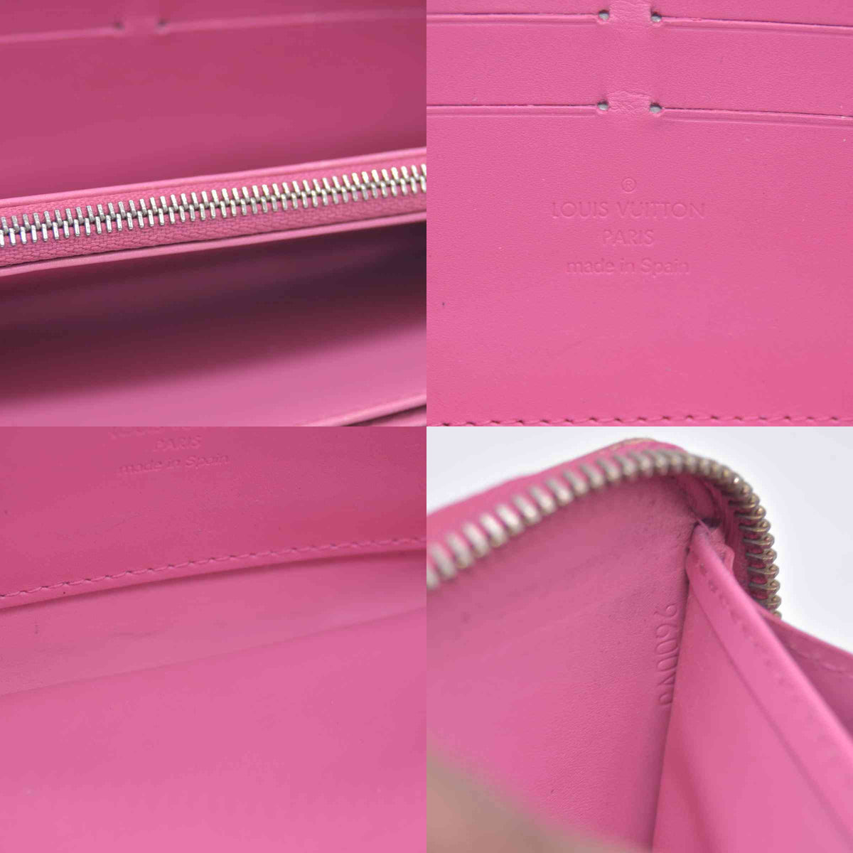 $970 2006 Louis Vuitton Vernis Zippy Wallet Rose Litchi CA0096