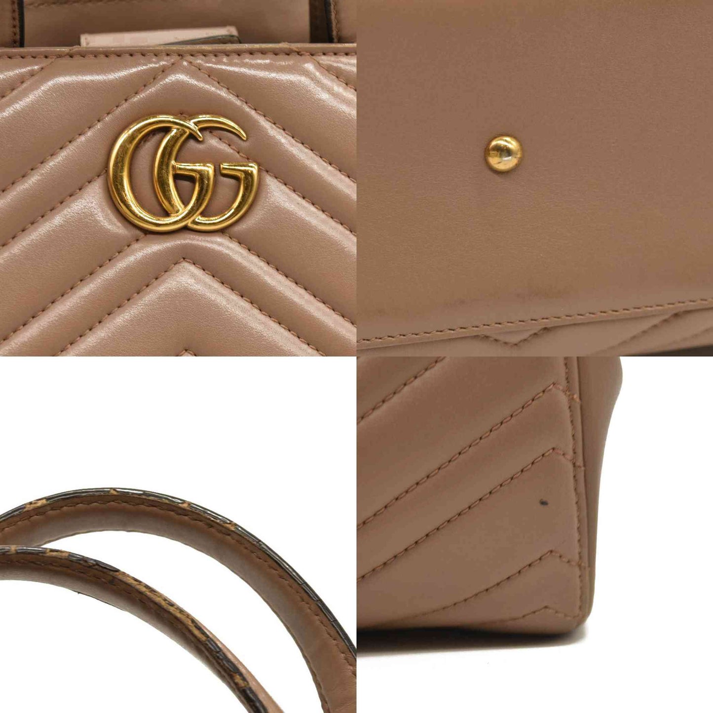 Gucci  Calfskin Matelasse Small GG Marmont Tote Porcelain Rose