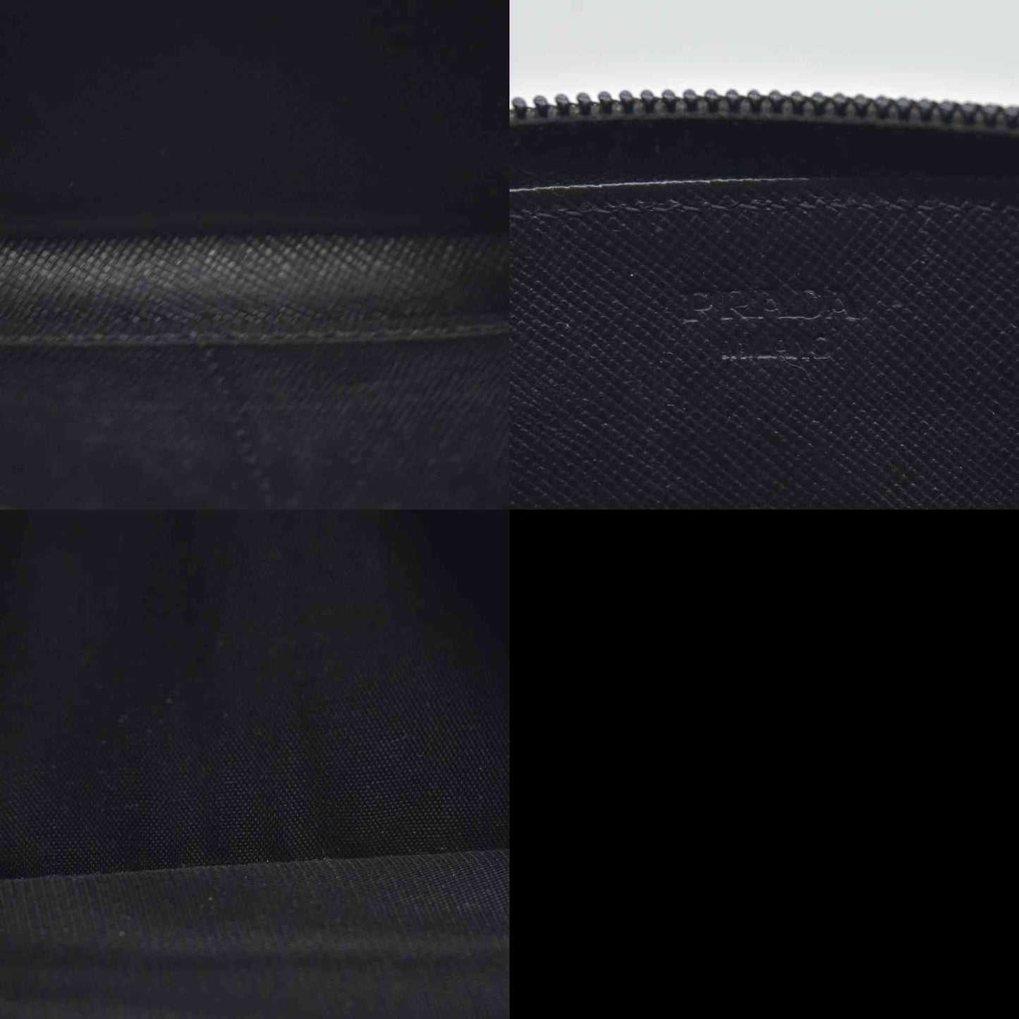 $1050 Prada Saffiano Triangle Zip Around Wallet Black CONSIGNMENT
