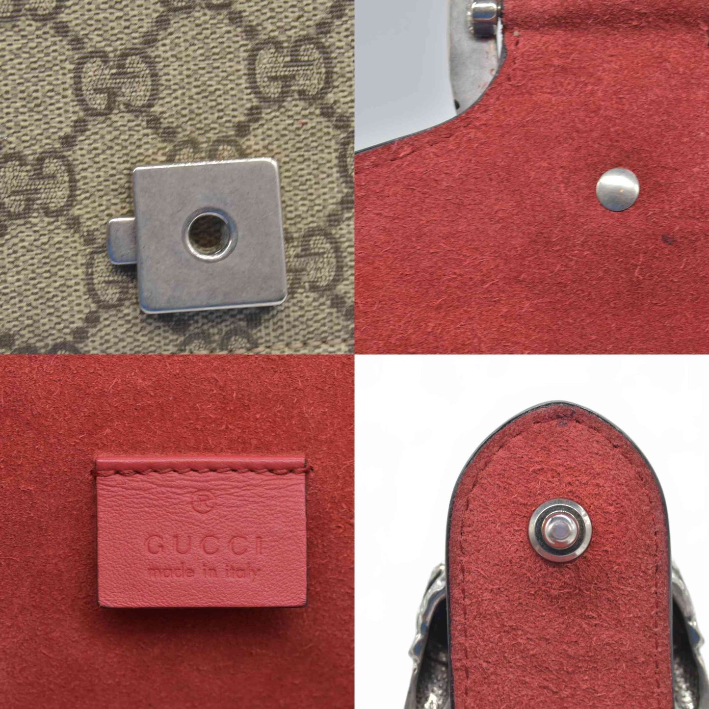 $3350 Gucci GG Supreme Monogram Small Dionysus Shoulder Bag Red