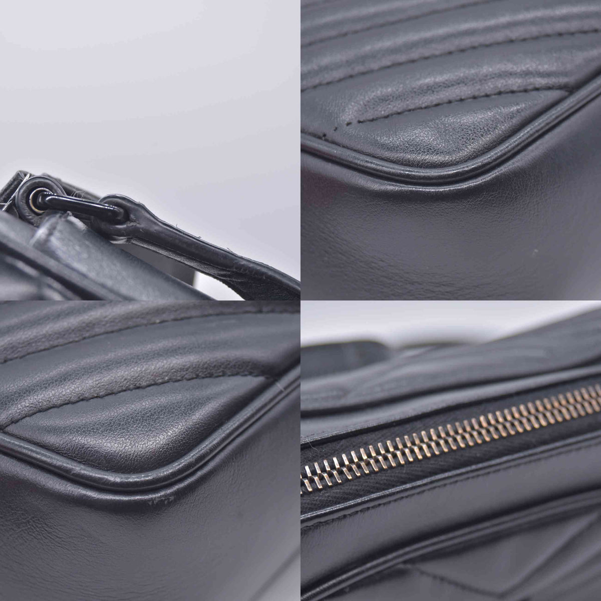 $1950 Saint Laurent Calfskin Matelasse Monogram Monochrome Lou Camera Bag Black 10021142