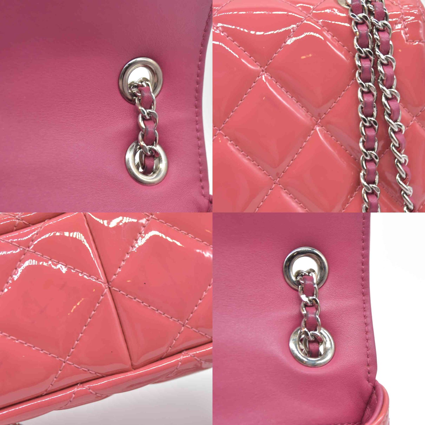 $4500 Chanel  Patent Quilted Large Coco Shine Flap Pink Single Flap