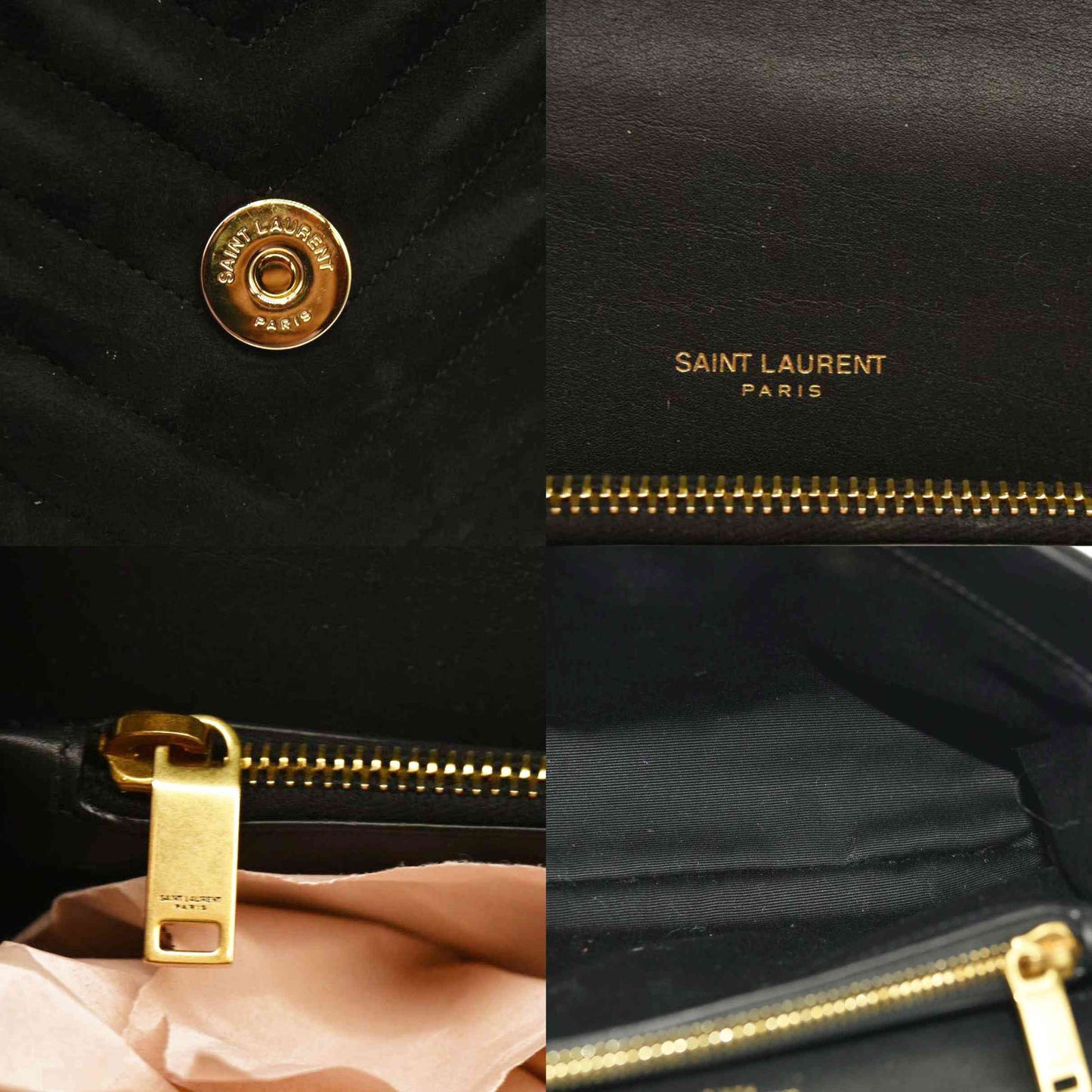 Saint Laurent  Suede Matelasse Chevron Monogram Medium College Bag Black