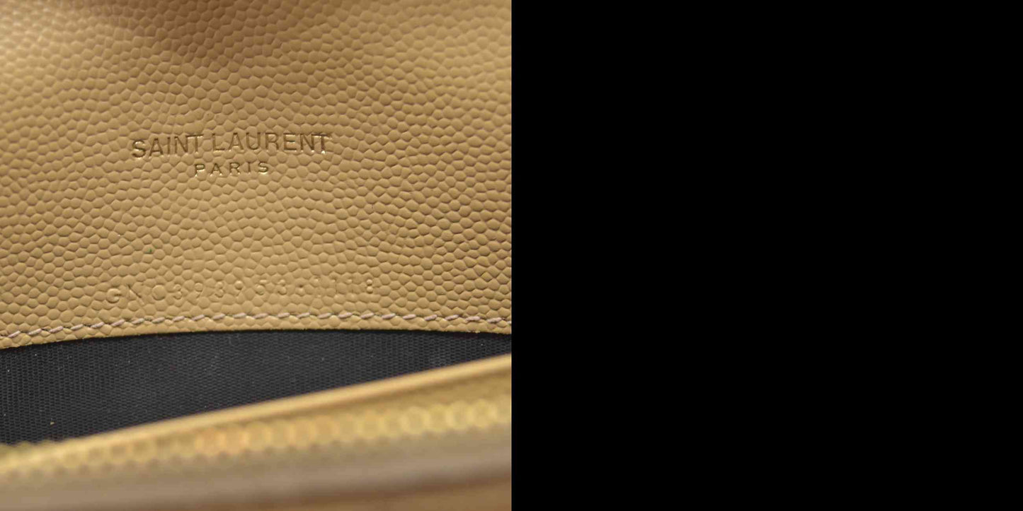 $1190 Saint Laurent Grain De Poudre Matelasse Chevron Monogram Envelope Chain Wallet Light Chartreuse