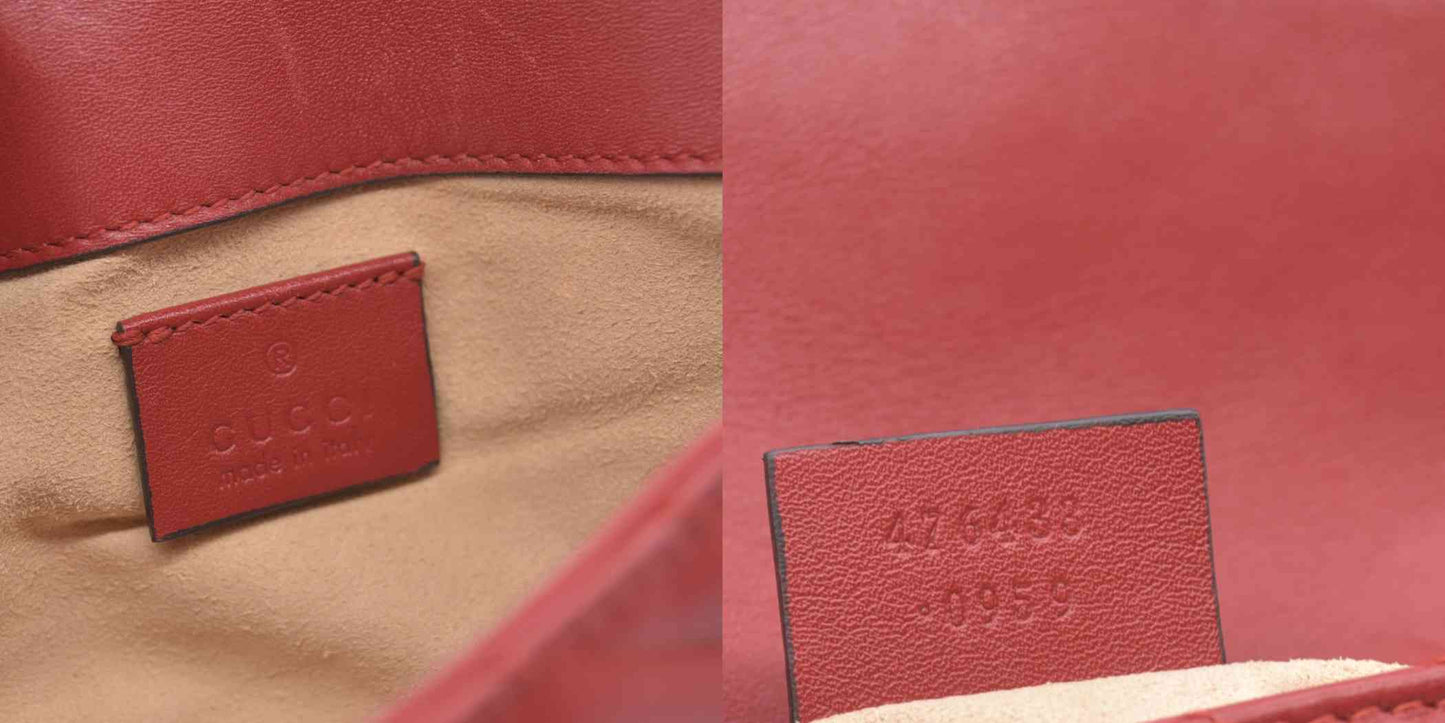 $1550 Gucci Leather Marmont Super Mini Red Crossbody