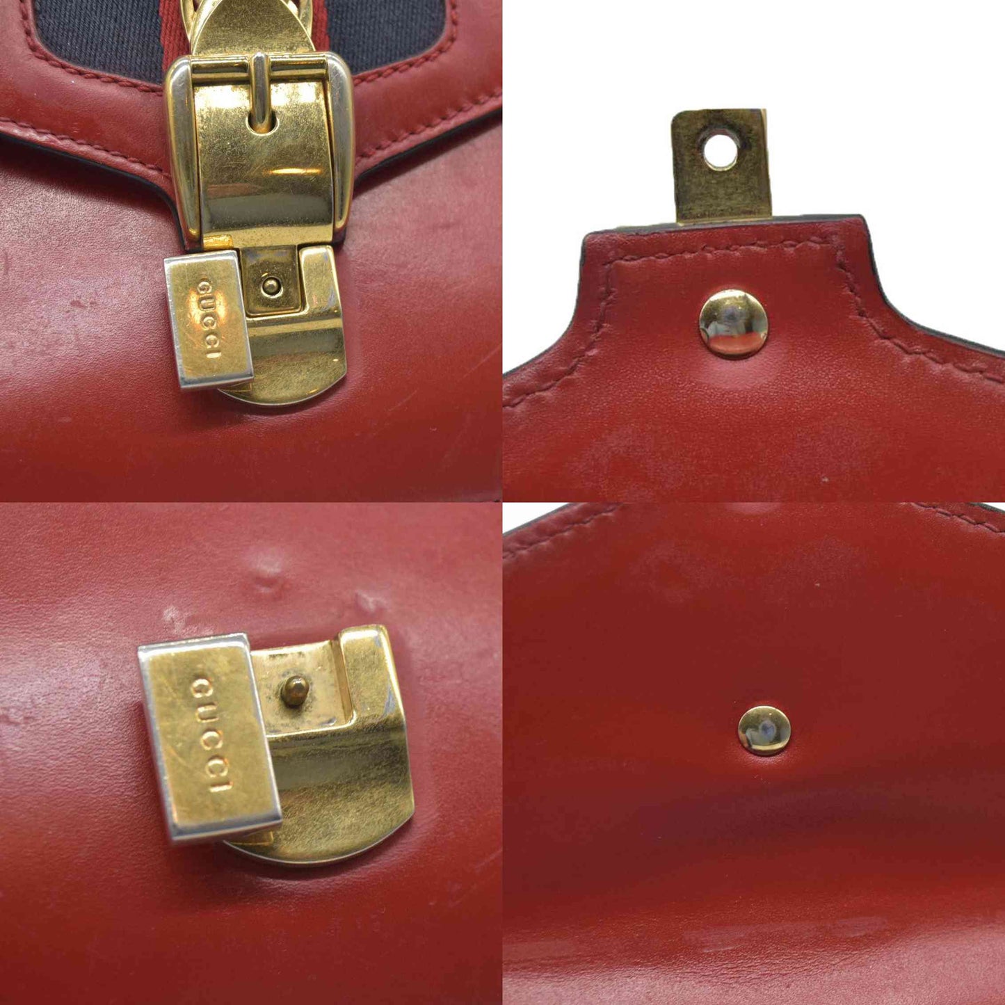 $1980 Gucci  Calfskin Mini Sylvie Chain Shoulder Bag Hibiscus Red