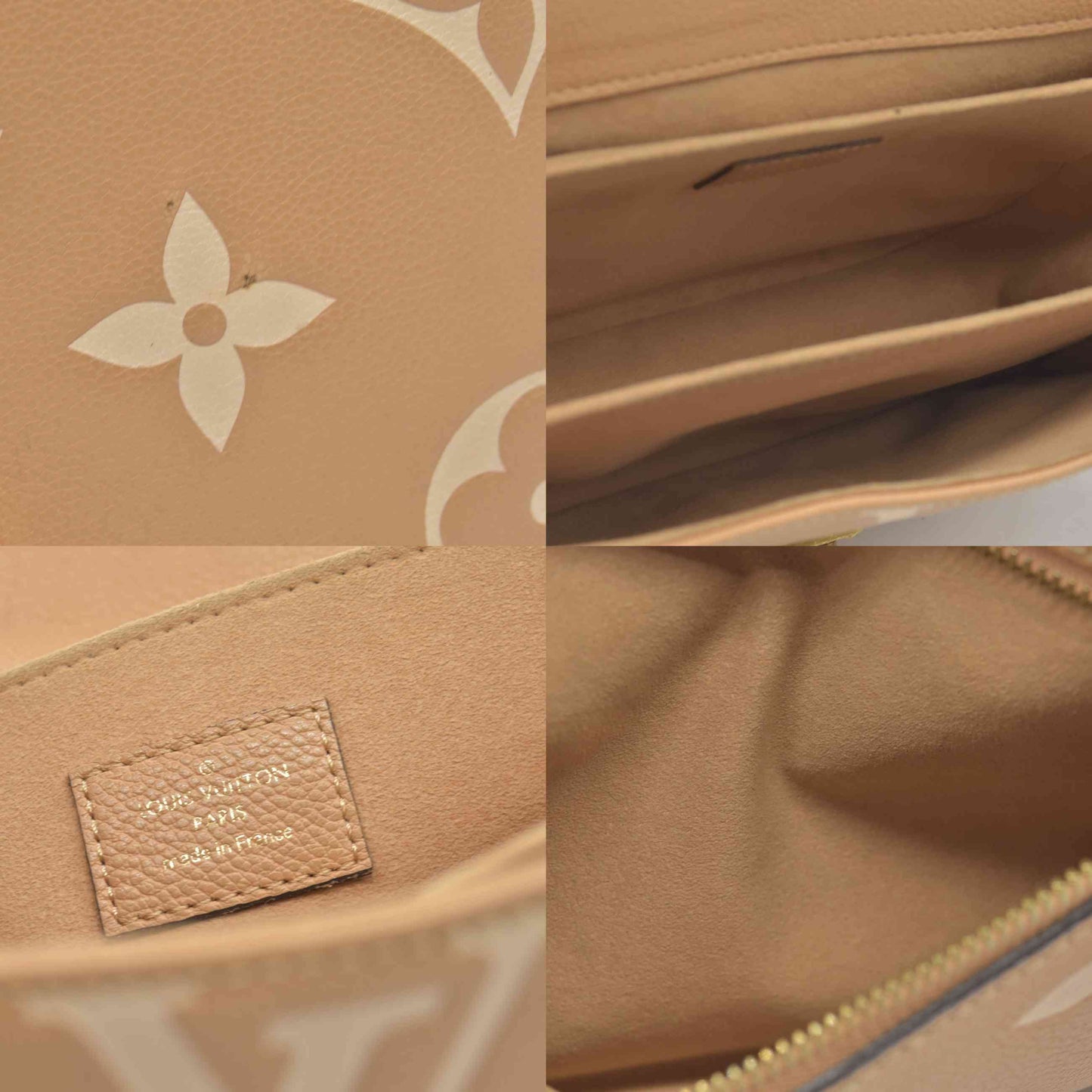 $3100 RFID Louis Vuitton Empreinte Monogram Giant Pochette Metis Arizona Beige