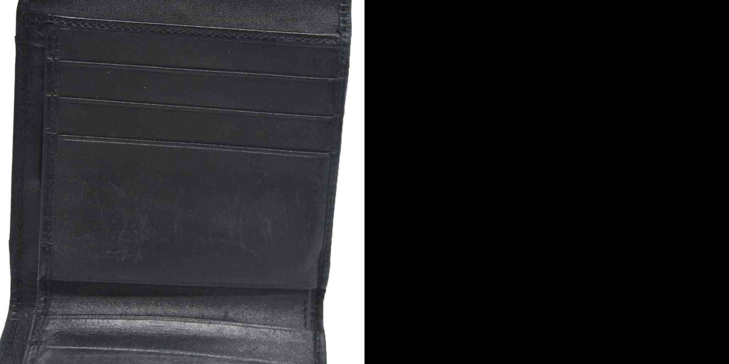 Salvatore Ferragamo Gancini Clip Leather Trifold Wallet Black