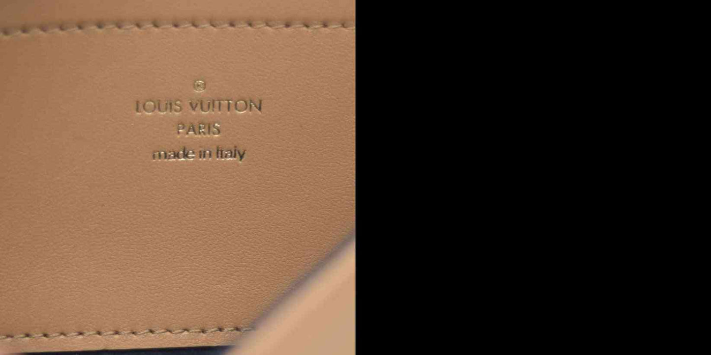 $3150 Louis Vuitton Lambskin Embossed Monogram Pochette Coussin Camel