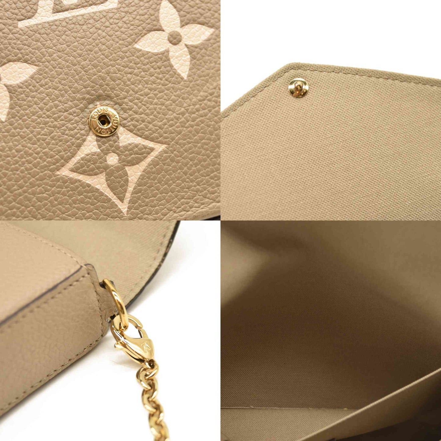 Louis Vuitton  Empreinte Monogram Giant Felicie Pochette Tourterelle Creme FY5200