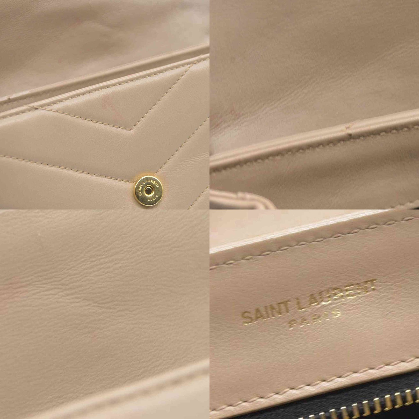 $1990 2021 SAINT LAURENT Calfskin Y Quilted Monogram Toy Loulou Crossbody Bag Beige