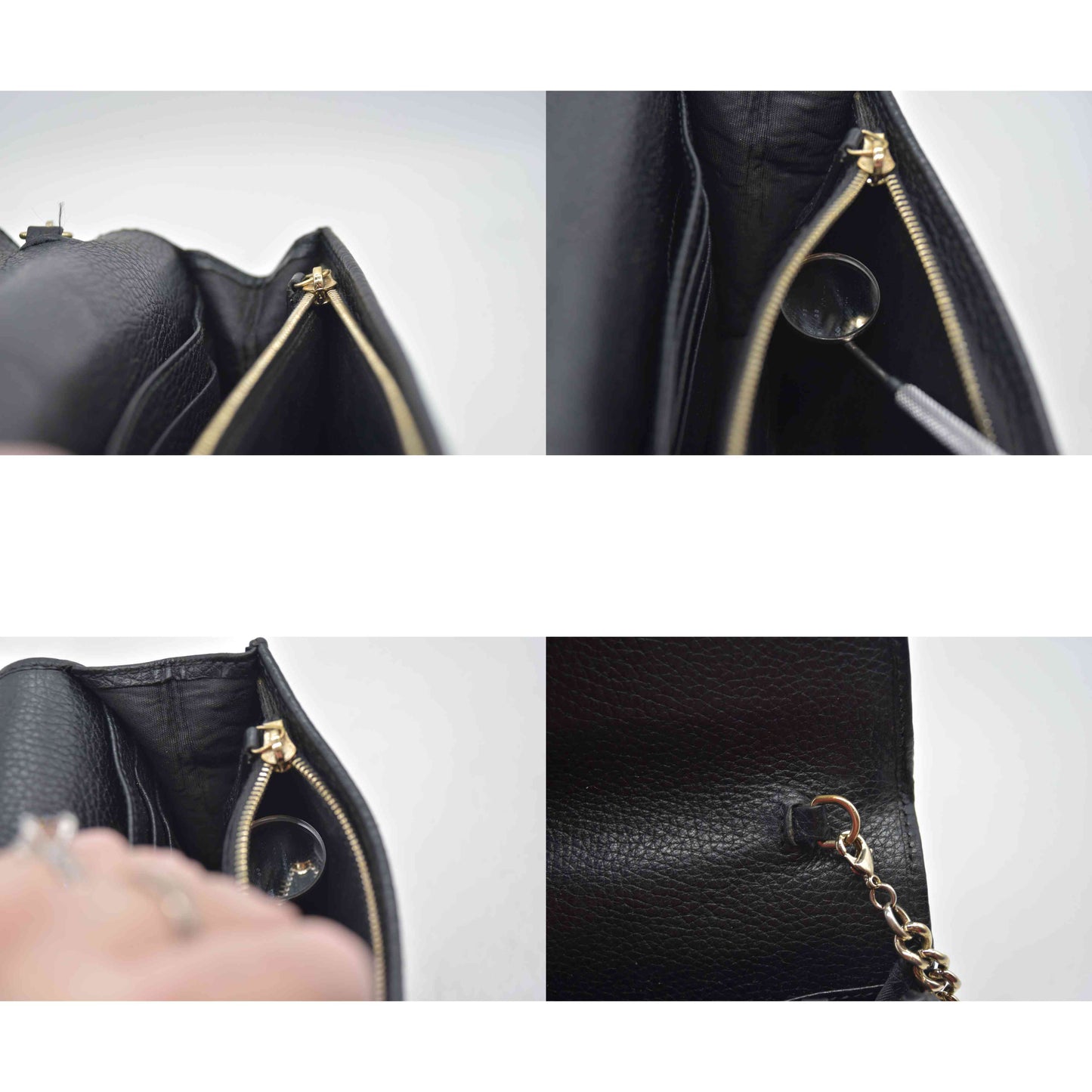 Gucci Pebbled Calfskin Soho Wallet On Chain Black