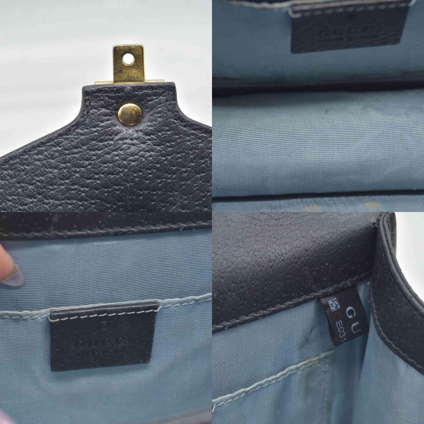 $2590 Gucci Calfskin Small Sylvie Shoulder Bag Black