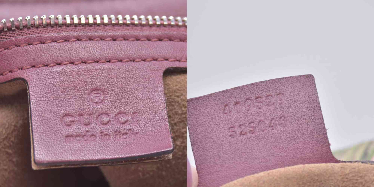 $1390 Gucci GG Supreme Monogram Blooms Small Boston Beige Multicolor Dry Rose CONSIGNMENT