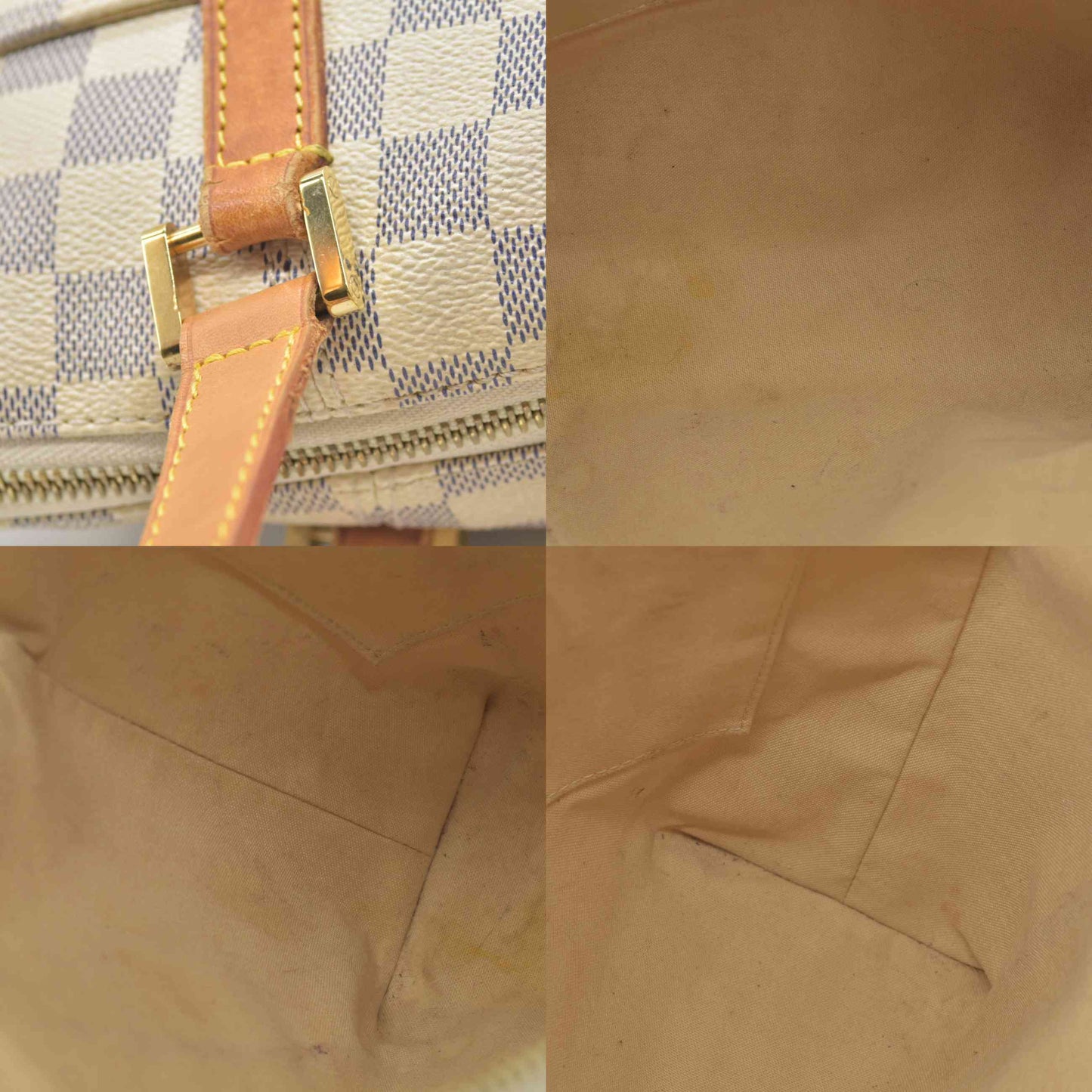 $1270 2009 Louis Vuitton Totally PM White Damier Azur AR2099