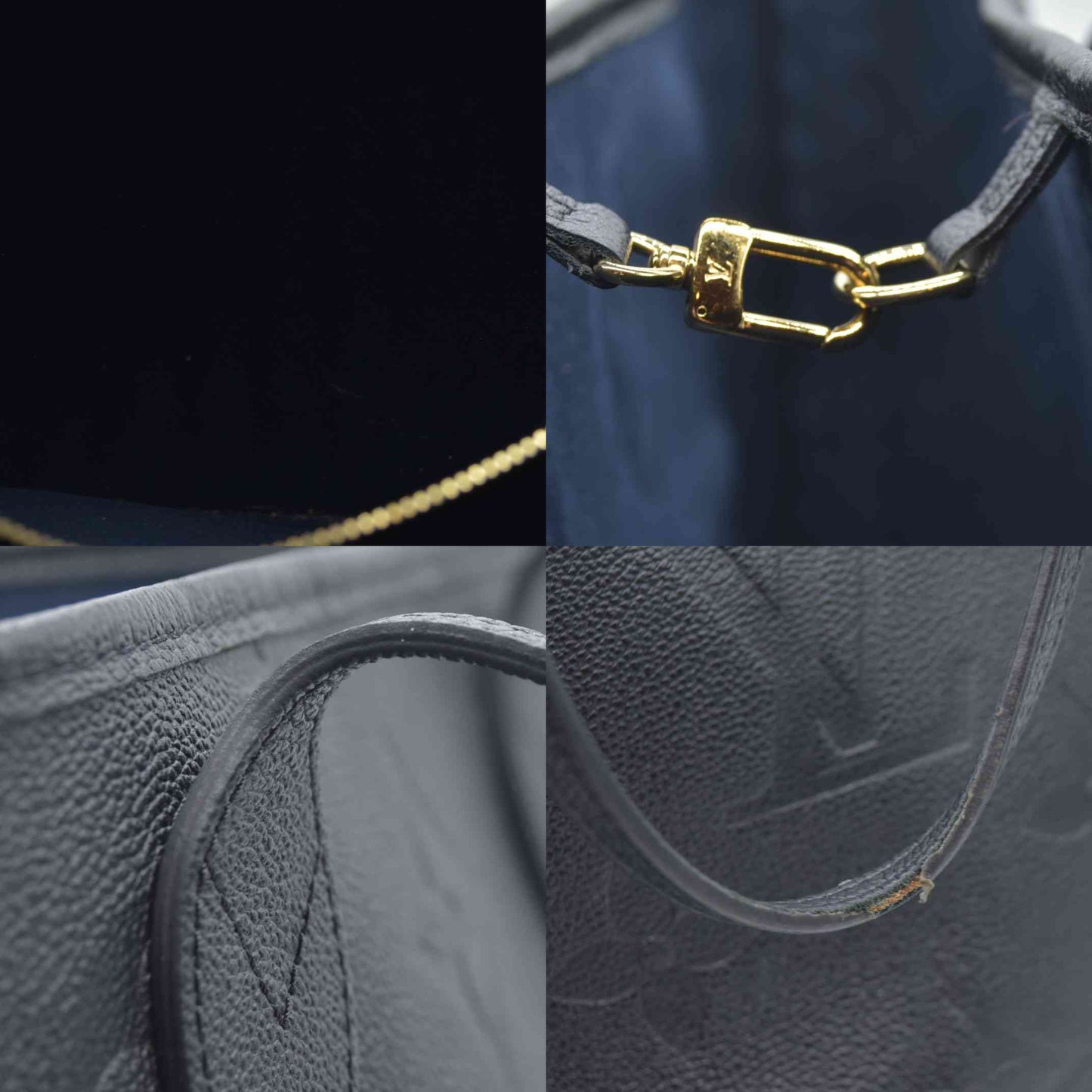 AUCTION $2800 Louis Vuitton  Empreinte Monogram Giant Neverfull MM Black RFID Tote