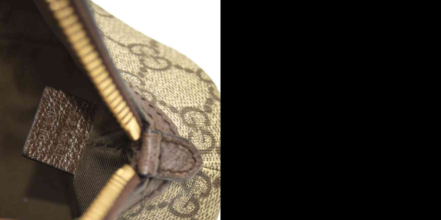 Gucci  GG Supreme Monogram Textured Calfskin Web Large Ophidia Cosmetic Case Beige Ebony New Acero