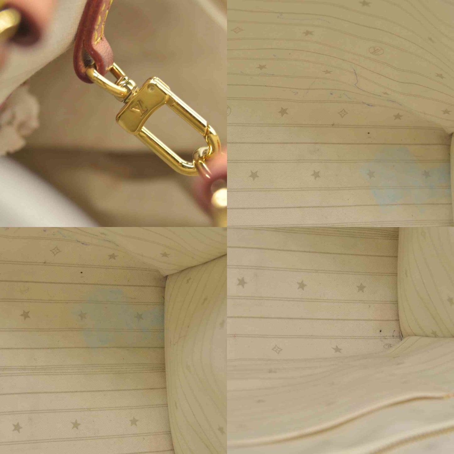 $3650 Louis Vuitton On The Go Miami GM Tote Light Beige Multi Jacquard Monogram Gold Hardware
