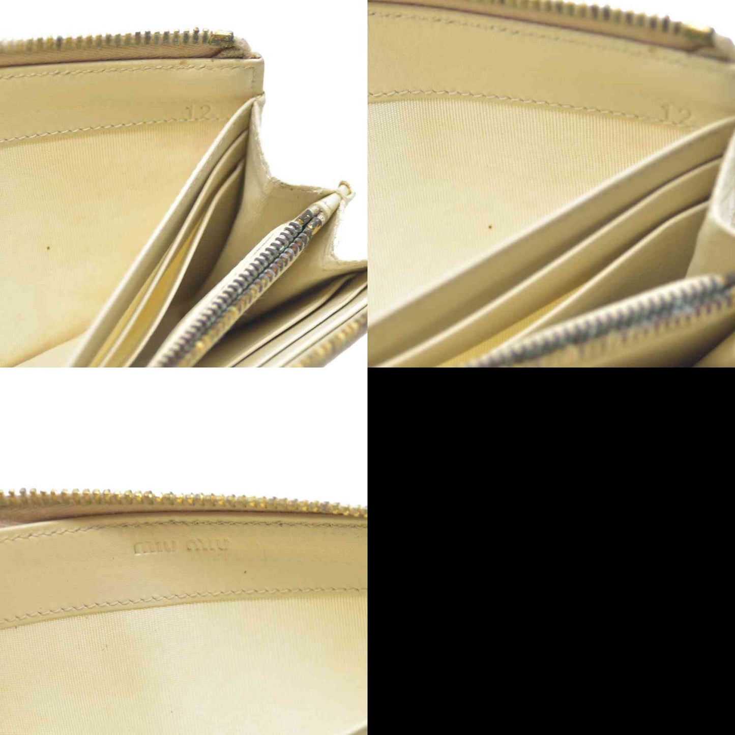 MIU MIU Logo Embossed Leather Zippy Long Wallet White