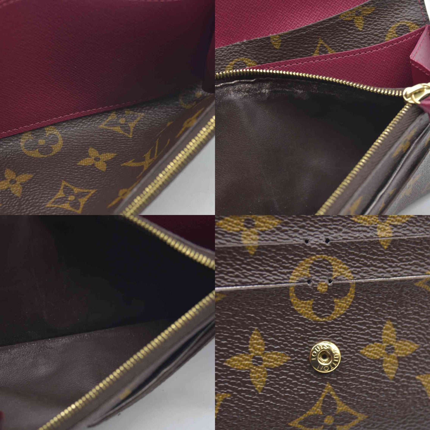 $660 Louis Vuitton Monogram Emilie Wallet Fuchsia TA4155 2015 CONSIGNMENT