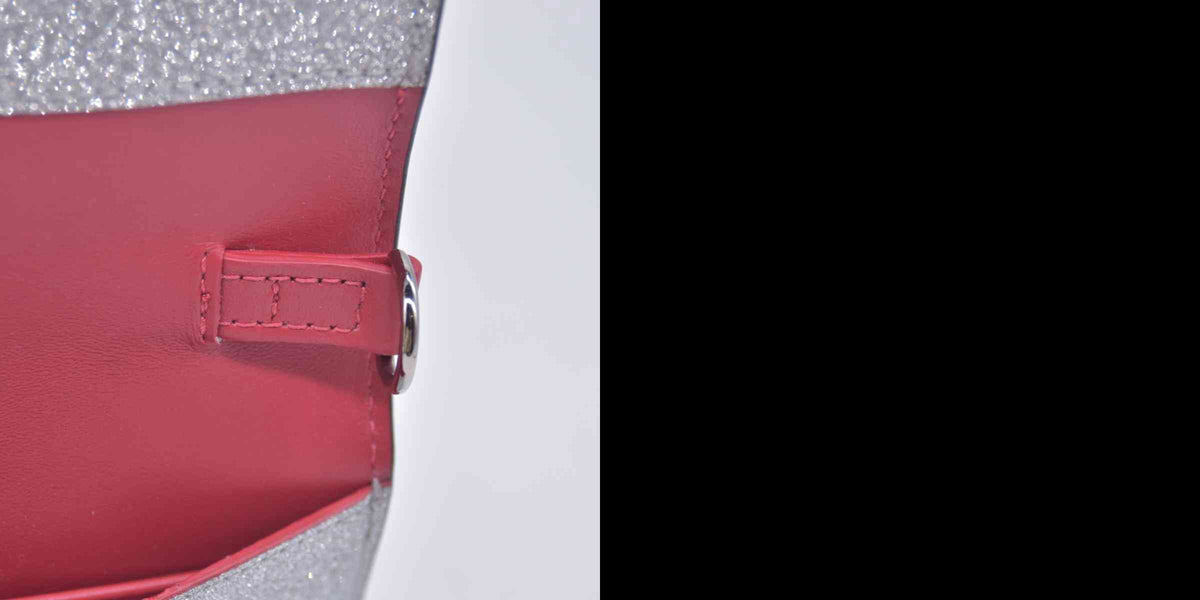 $1190 Christian Louboutin Glitter Calfskin Loubi54 Crossbody Clutch Silver 10021112