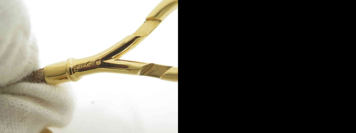 $460 Hermes Natural Bridle Atame Bracelet Gold Brown