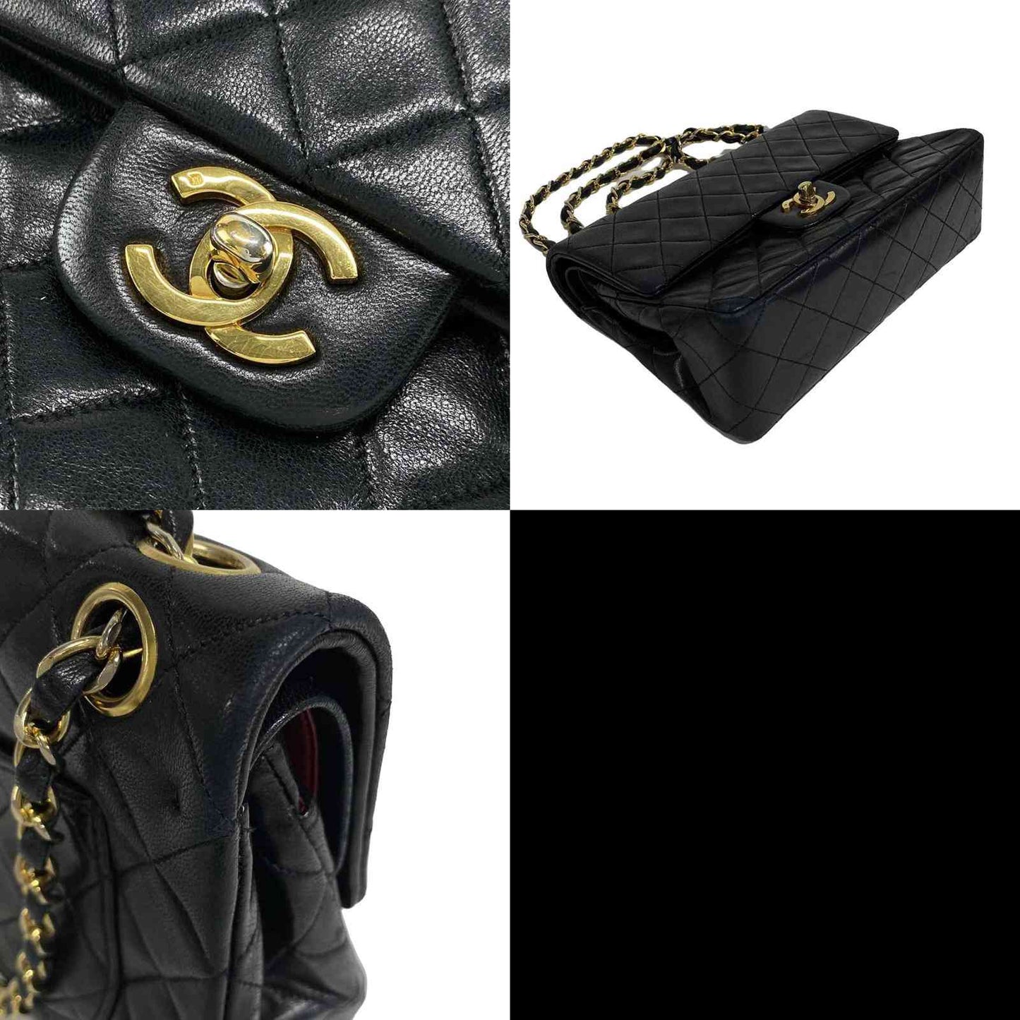 Chanel  Lambskin Quilted Medium Double Flap Black 01