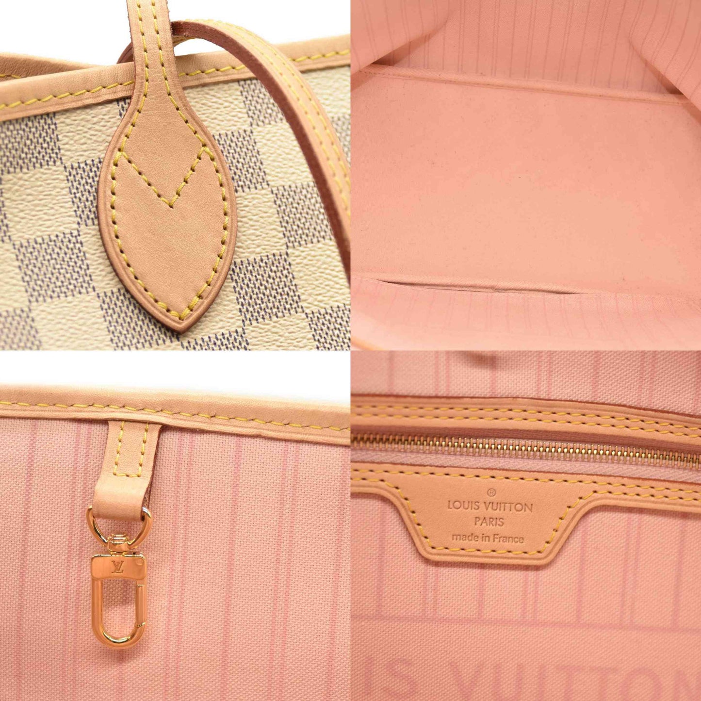 LOUIS VUITTON Damier Azur Neverfull MM Rose Ballerine