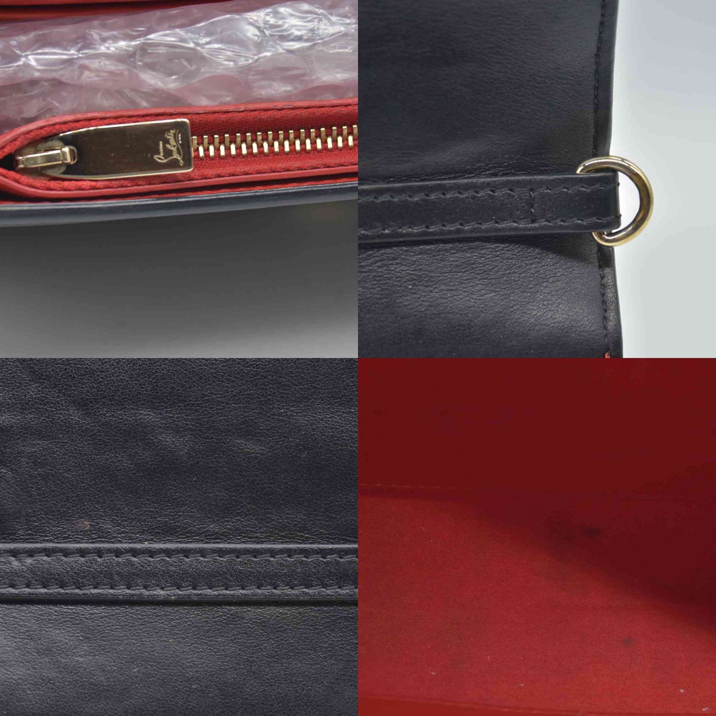 $1450 Christian Louboutin Grained Calfskin Spikes Loubinthesky Paloma Wallet On Chain Black Multimetal