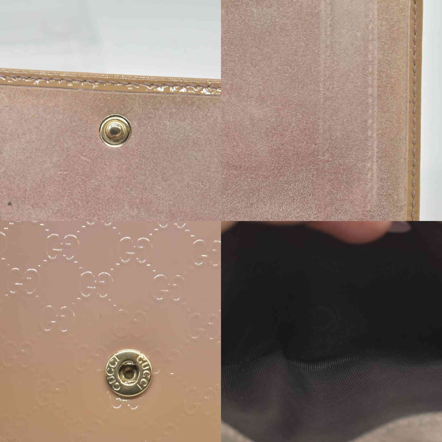 $470 Gucci Pink Patent Leather Microguccissima Nice Compact Wallet CONSIGNMENT