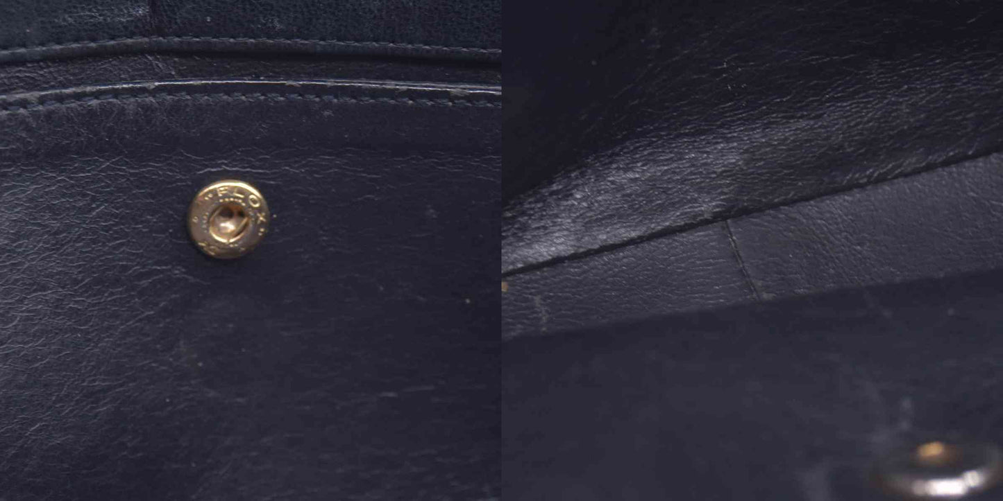 $4600 Chanel 1989-1991 Navy Lambskin Quilted Flap Bag 24k Gold Hardware CONSIGNMENT