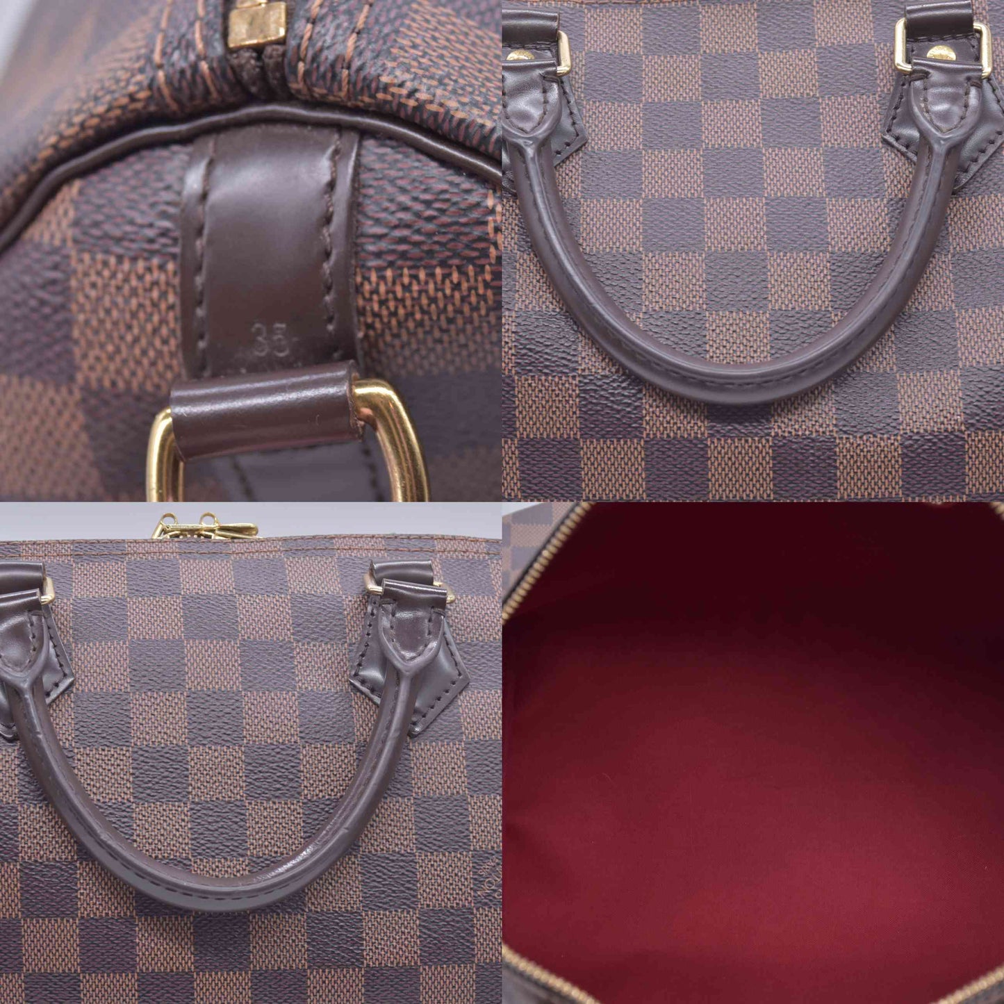 $2150 2018 Louis Vuitton Damier Ebene Speedy Bandouliere 35 SD4178