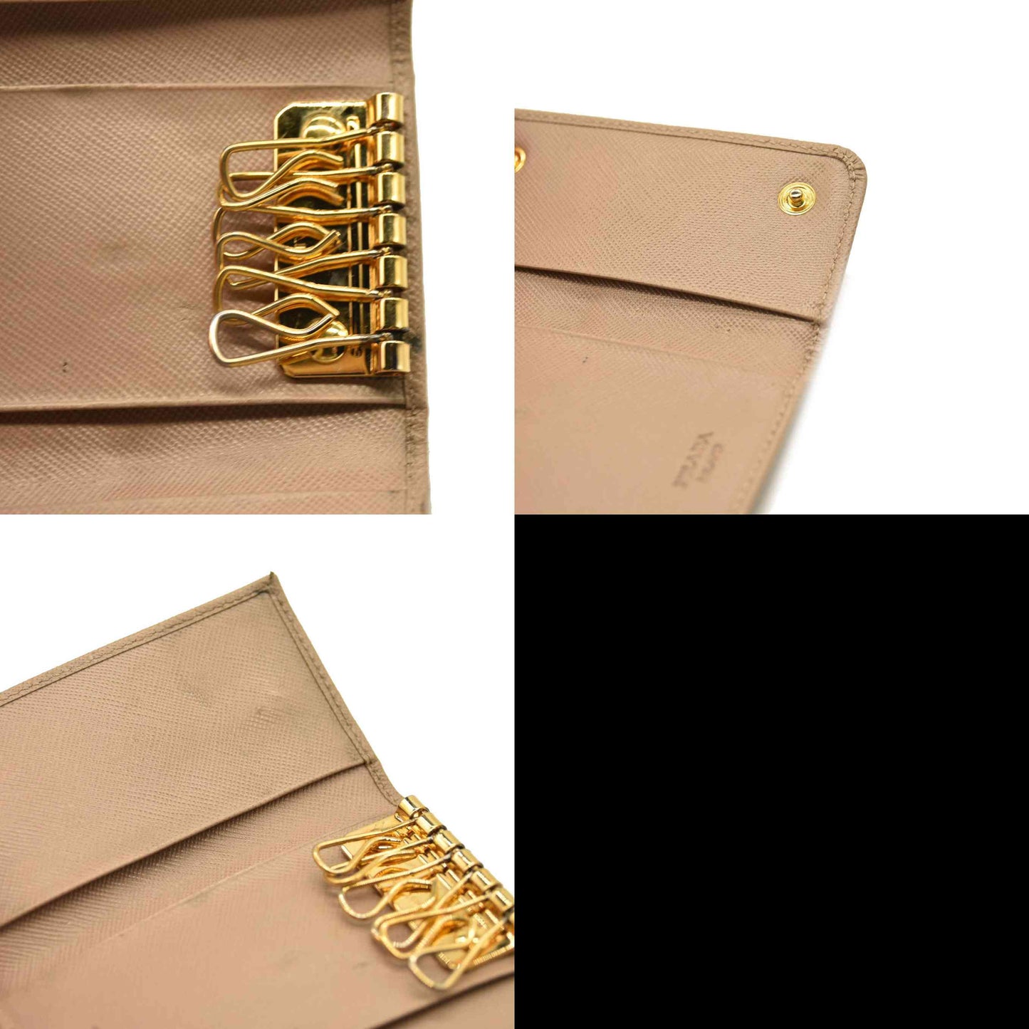 Prada  Saffiano 4 Key Holder Beige