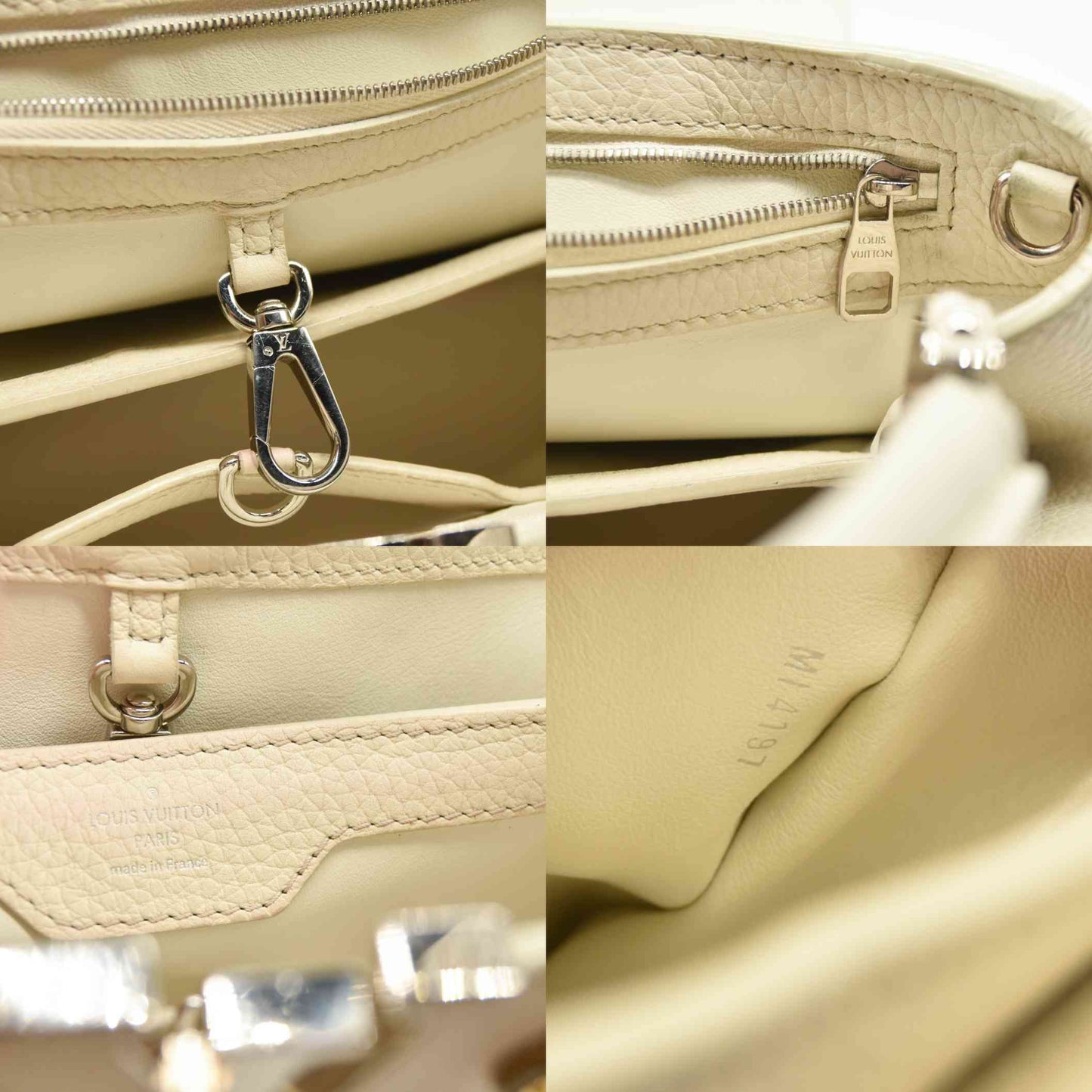 Louis Vuitton Capucines PM Sequin Embellished Shoulder Bag Off White