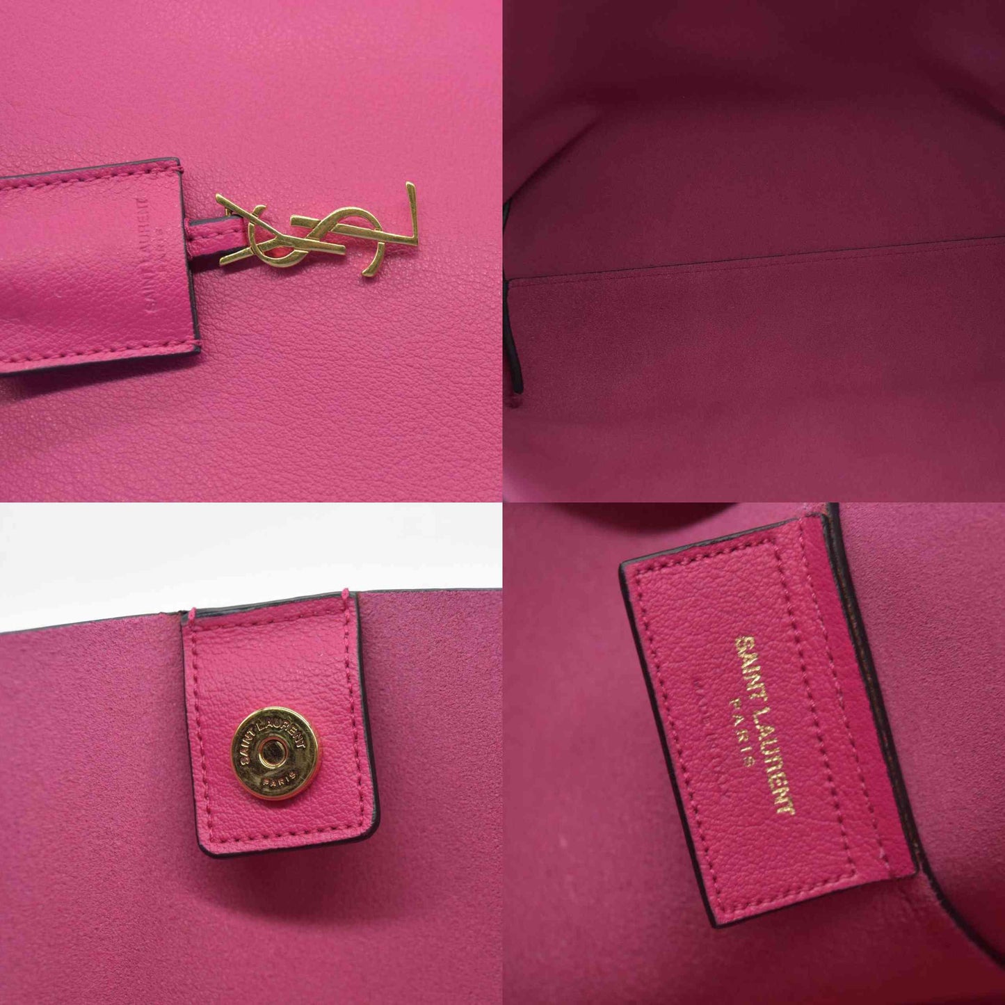 $1550 Saint Laurent Calfskin Large Shopping Tote Pink