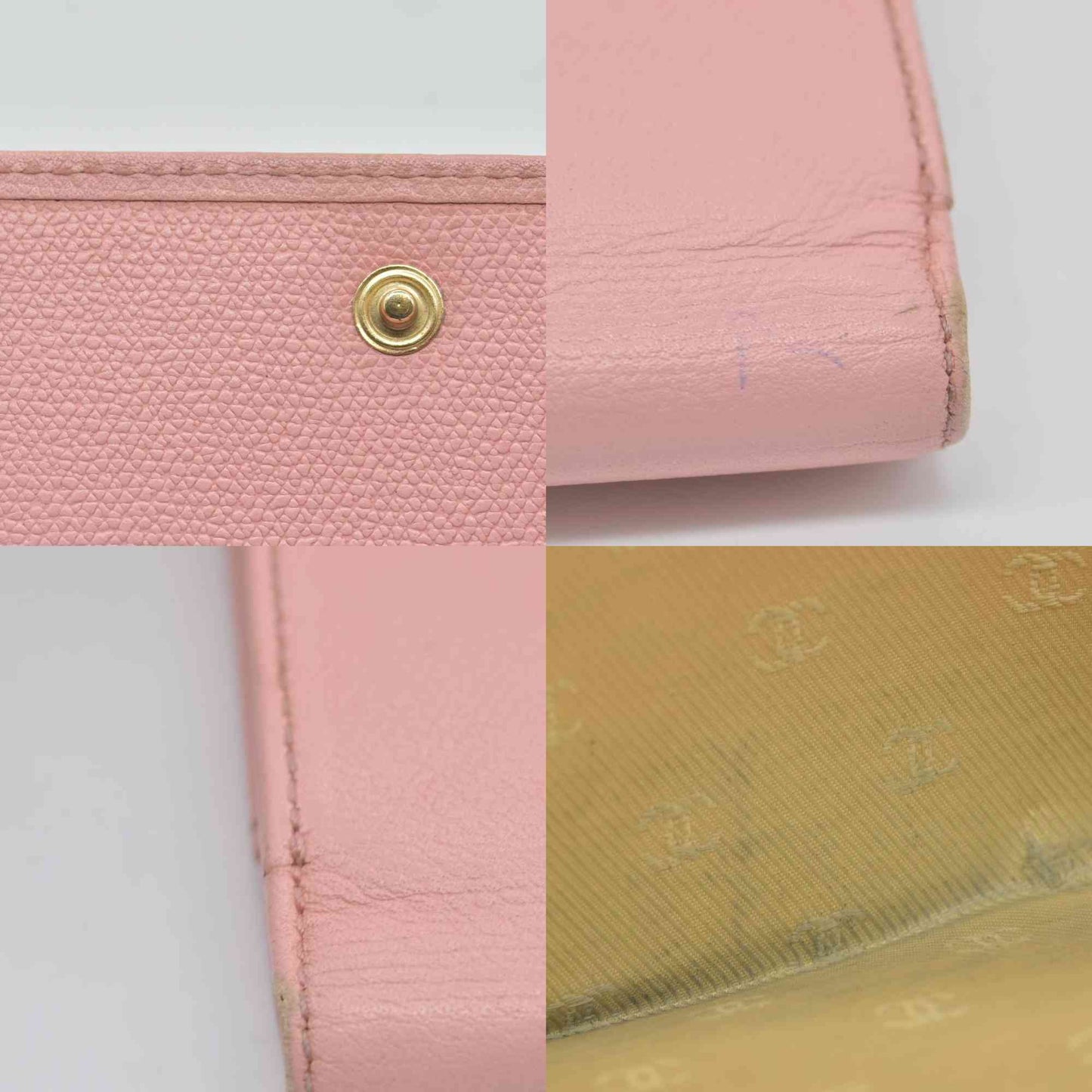 $1075 Chanel 2004 Grained Calfskin CC Button Long Wallet Pink CONSIGNMENT