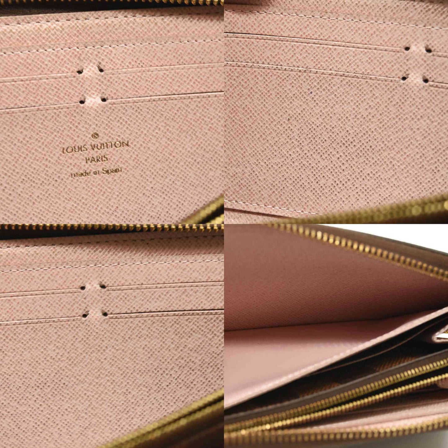 LOUIS VUITTON Damier Ebene Clemence Wallet Rose Ballerine