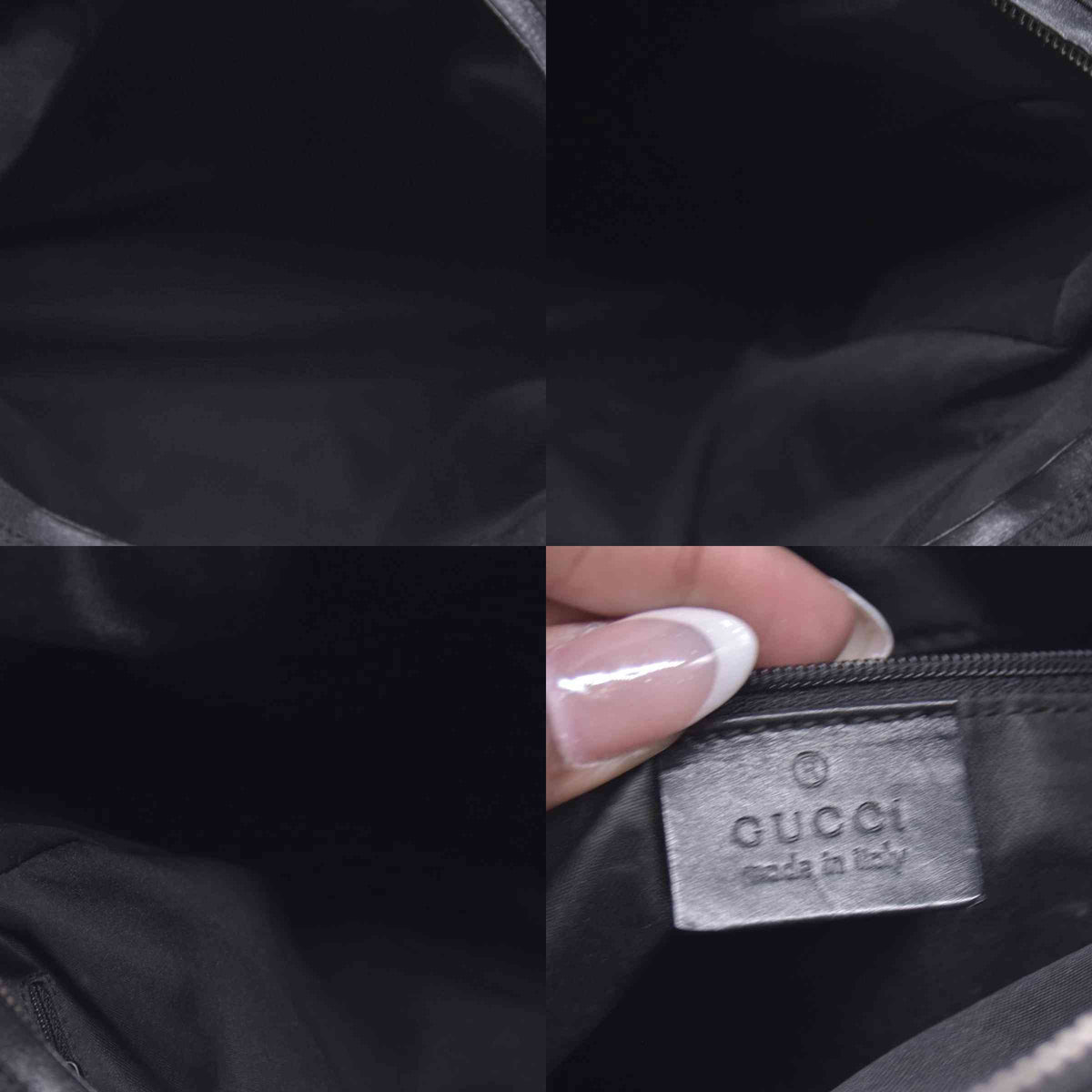 $850 Vintage Gucci Canvas Zip Shoulder Hobo Black CONSIGNMENT 10020932