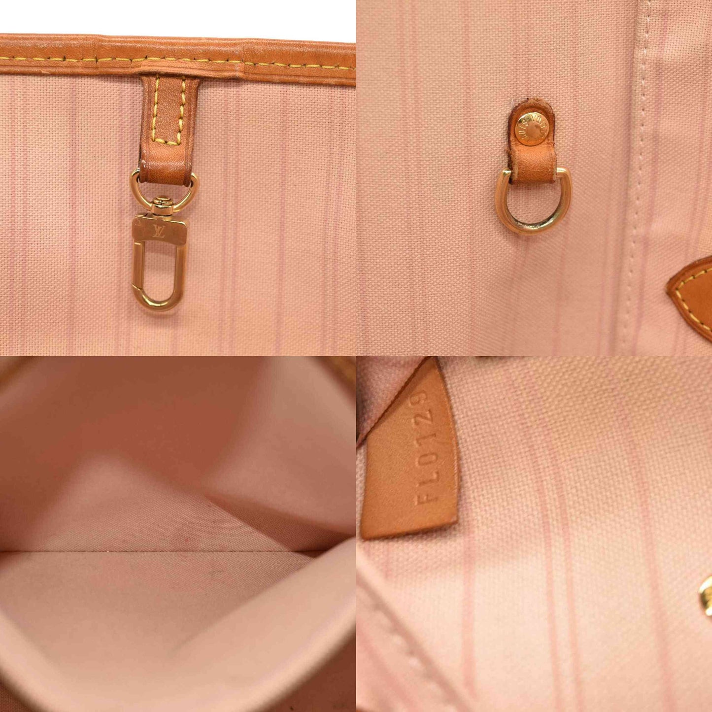 LOUIS VUITTON Damier Azur Neo Neverfull MM Rose Ballerine FL0129