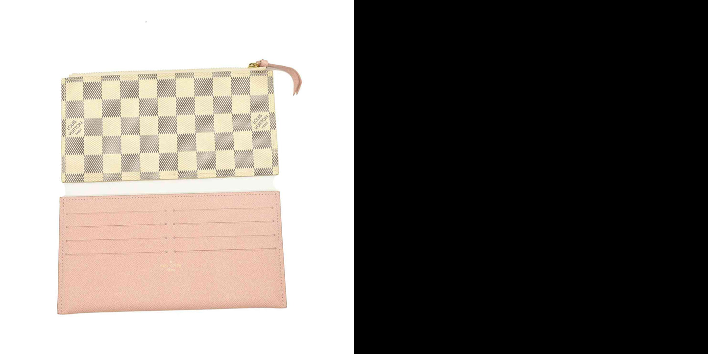 LOUIS VUITTON Damier Azur Pochette Felicie Chain Wallet Rose Ballerine