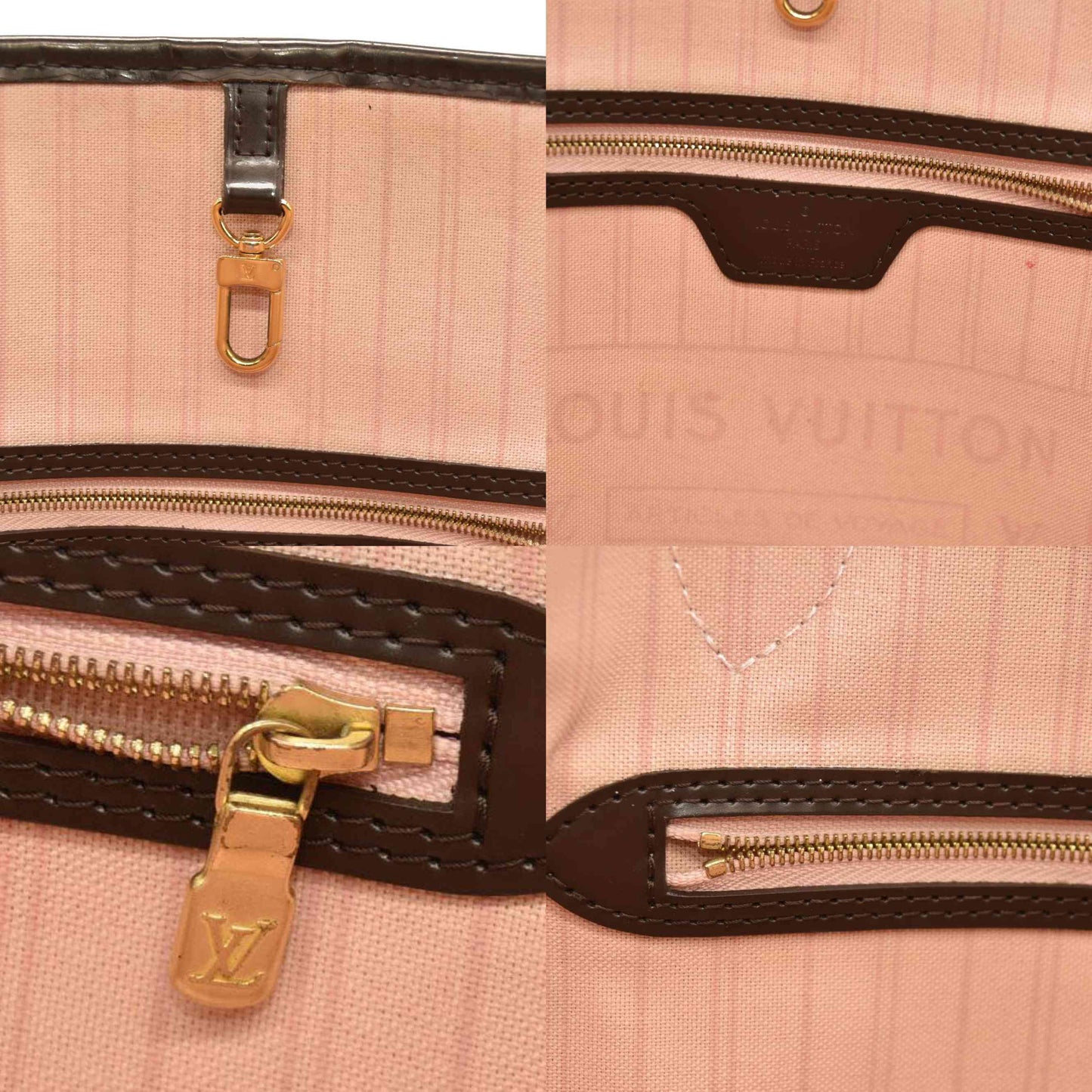 Louis Vuitton  Damier Ebene Neo Neverfull MM Rose Ballerine