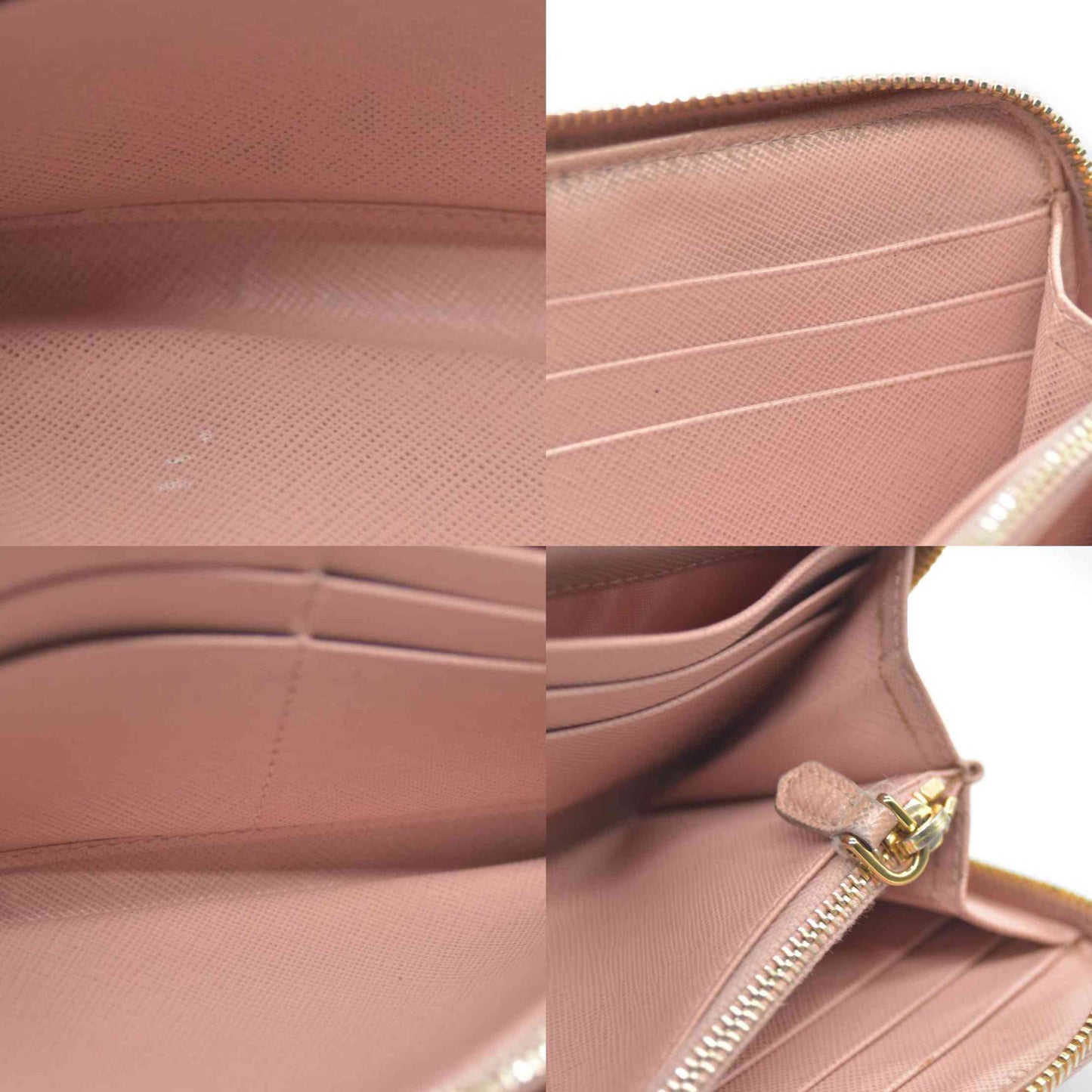 PRADA Saffiano Ribbon Leather Zip Around Long Wallet Pink