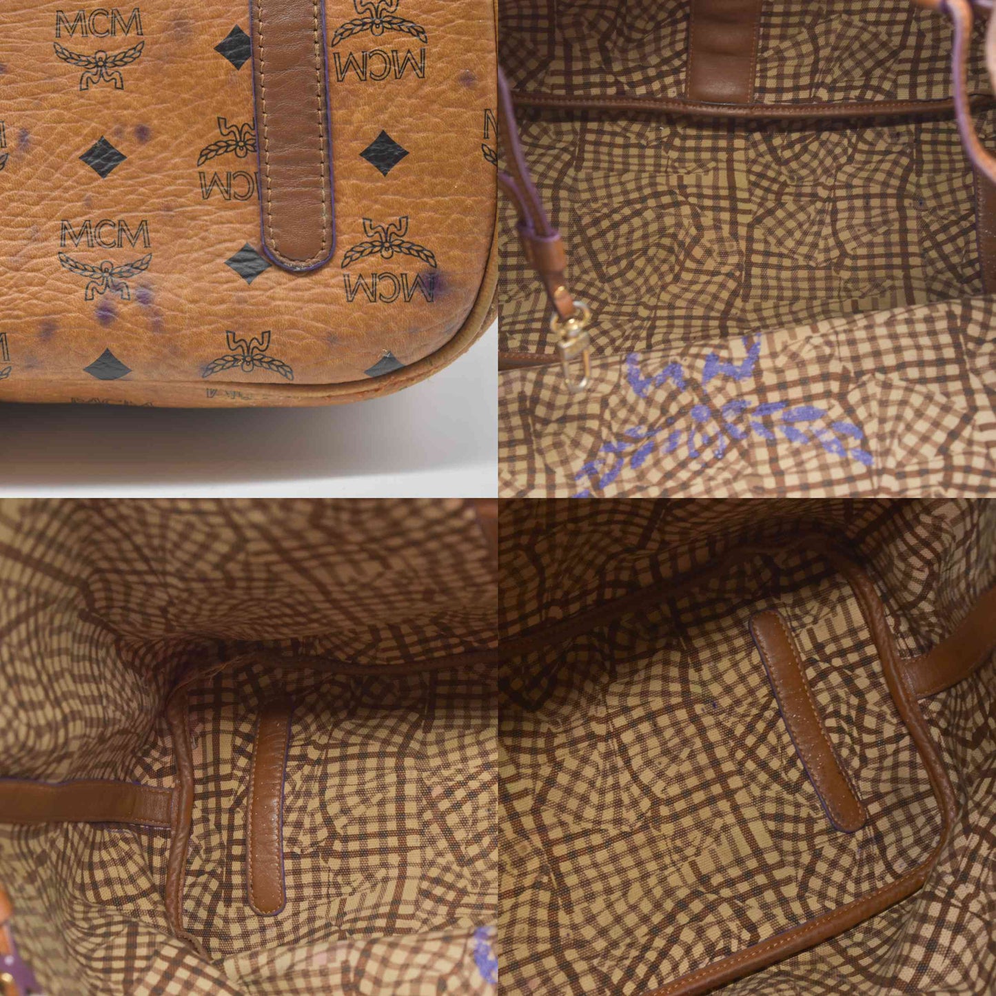 $740 MCM  Visetos Large Liz Reversible Shopper Tote Cognac