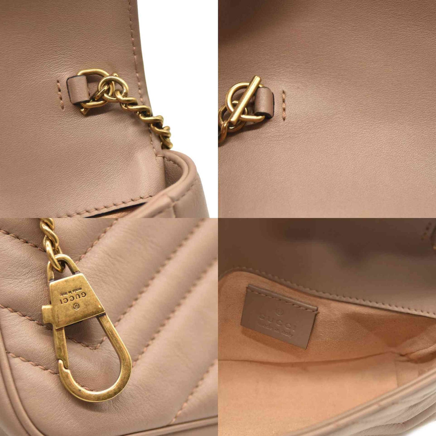 GUCCI Calfskin Matelasse Super Mini GG Marmont Shoulder Bag Porcelain Rose