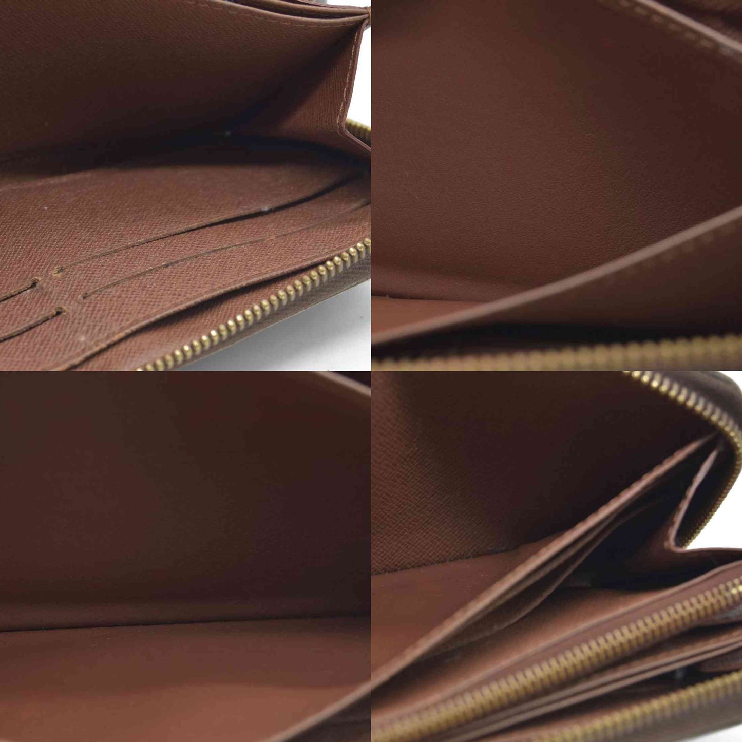 $915 Louis Vuitton Monogram Zippy Zip Around Long Wallet Purse Brown CA4078