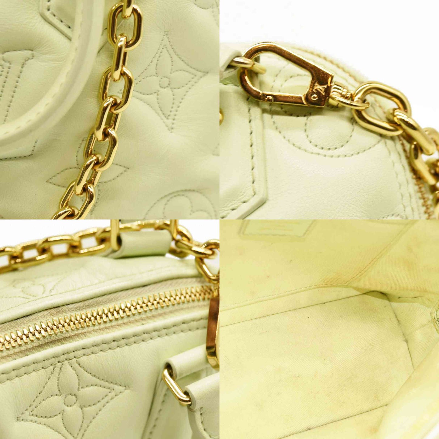 LOUIS VUITTON Calfskin Bubblegram Alma BB Light Green
