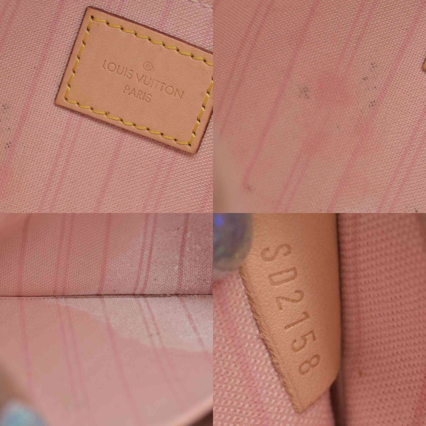 $600 2018 Louis Vuitton Damier Azur Neverfull MM GM Pochette Rose Ballerine SD2158