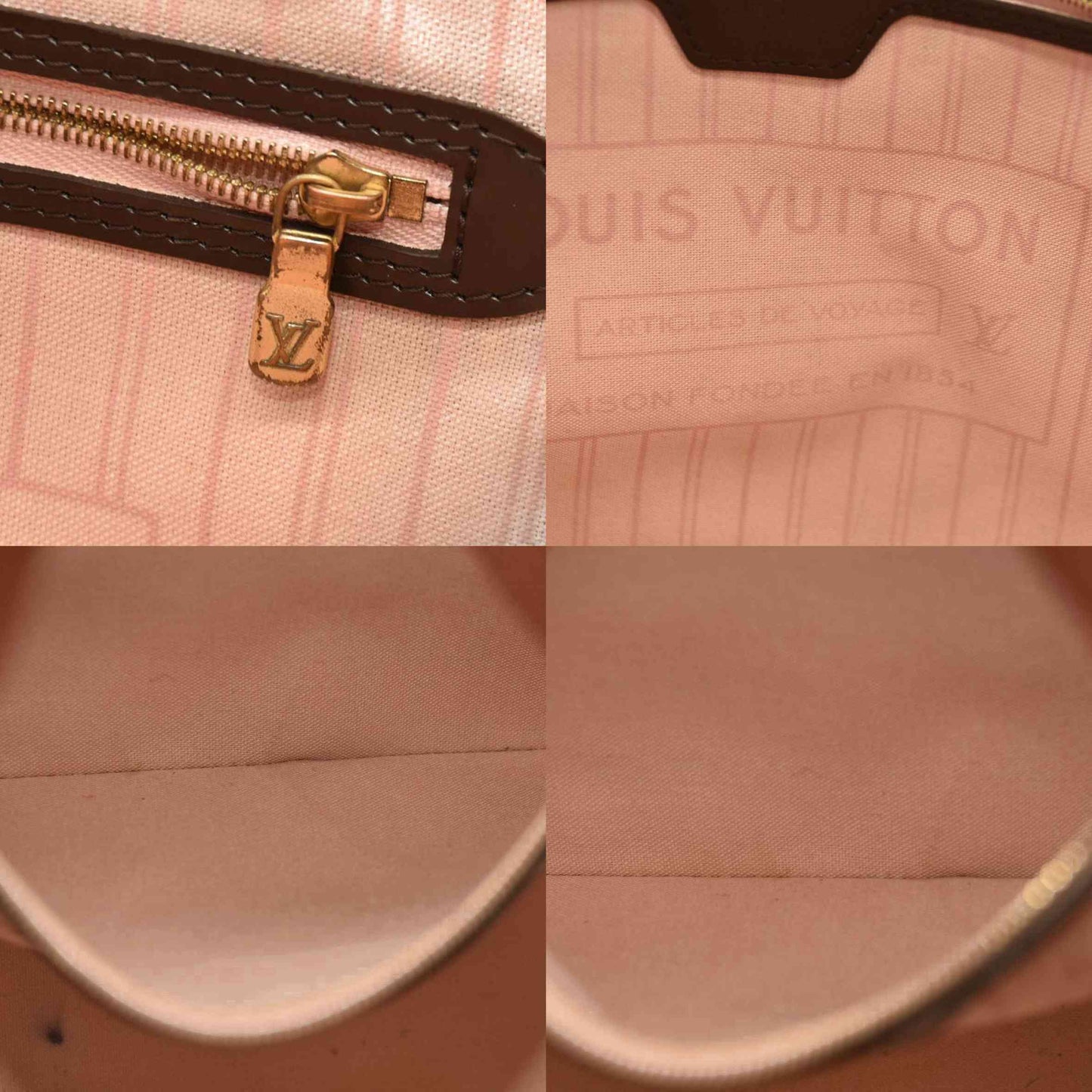 Louis Vuitton  Damier Ebene Neo Neverfull MM Rose Ballerine AR41